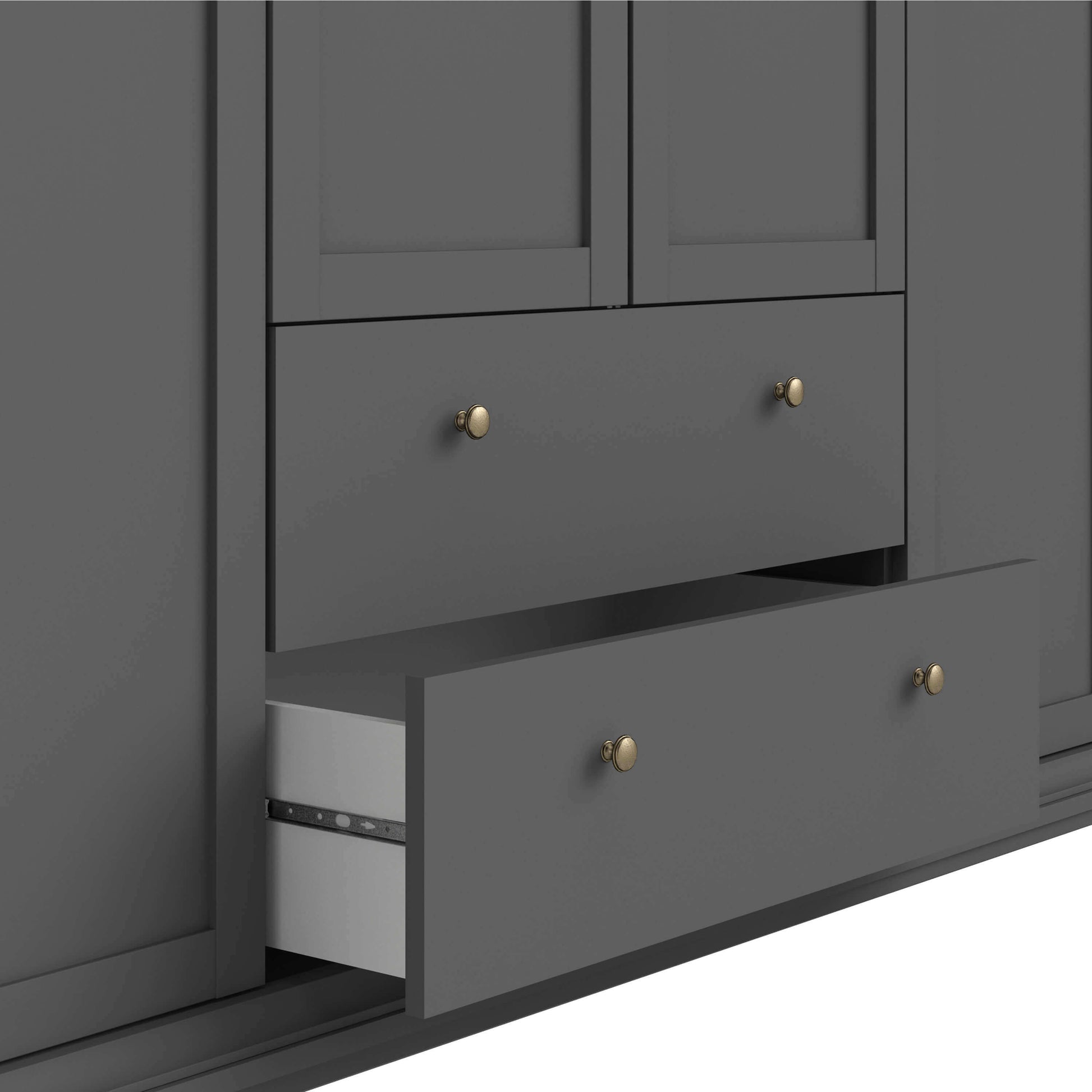 Paris Wardrobe with 4 Doors and 2 Drawers in Matt Grey - 4 door wardrobe with drawers ModelBedroom