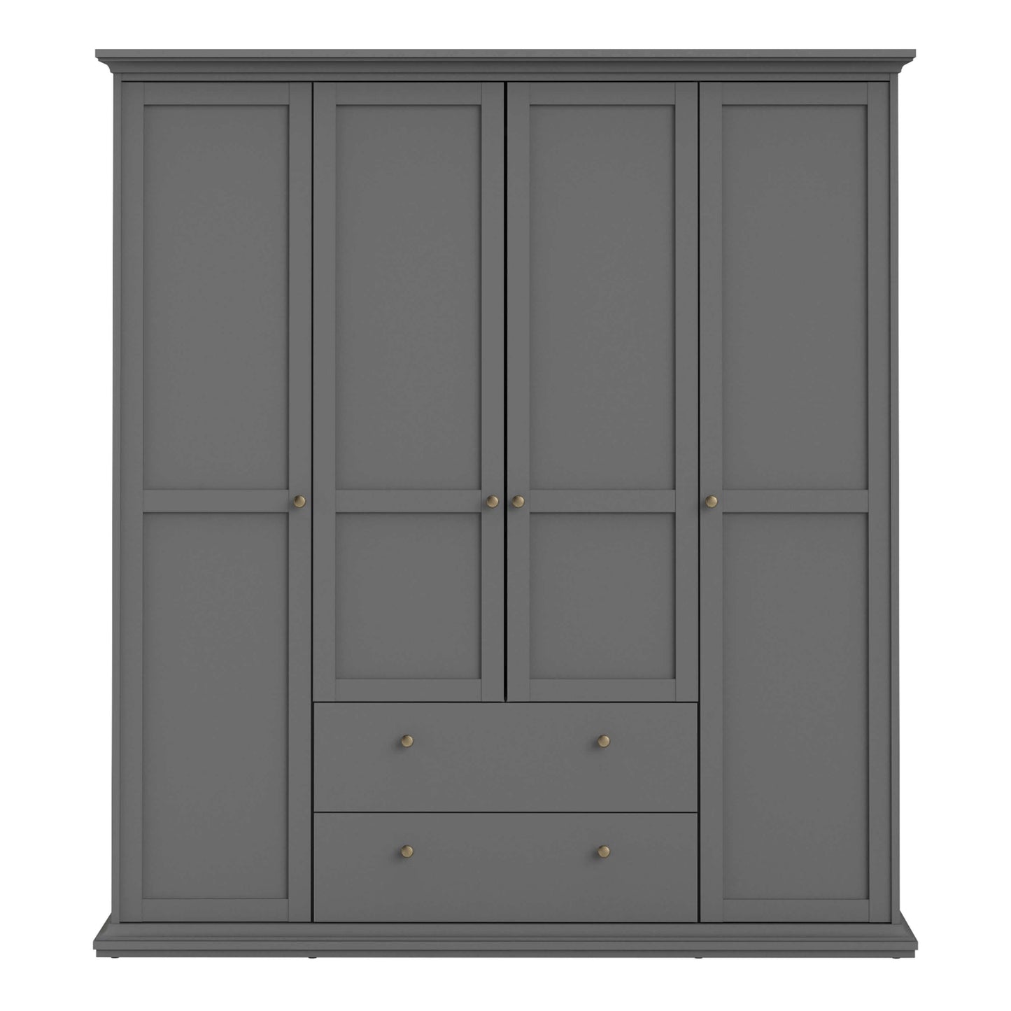 Paris Wardrobe with 4 Doors and 2 Drawers in Matt Grey - 4 door wardrobe with drawers ModelBedroom