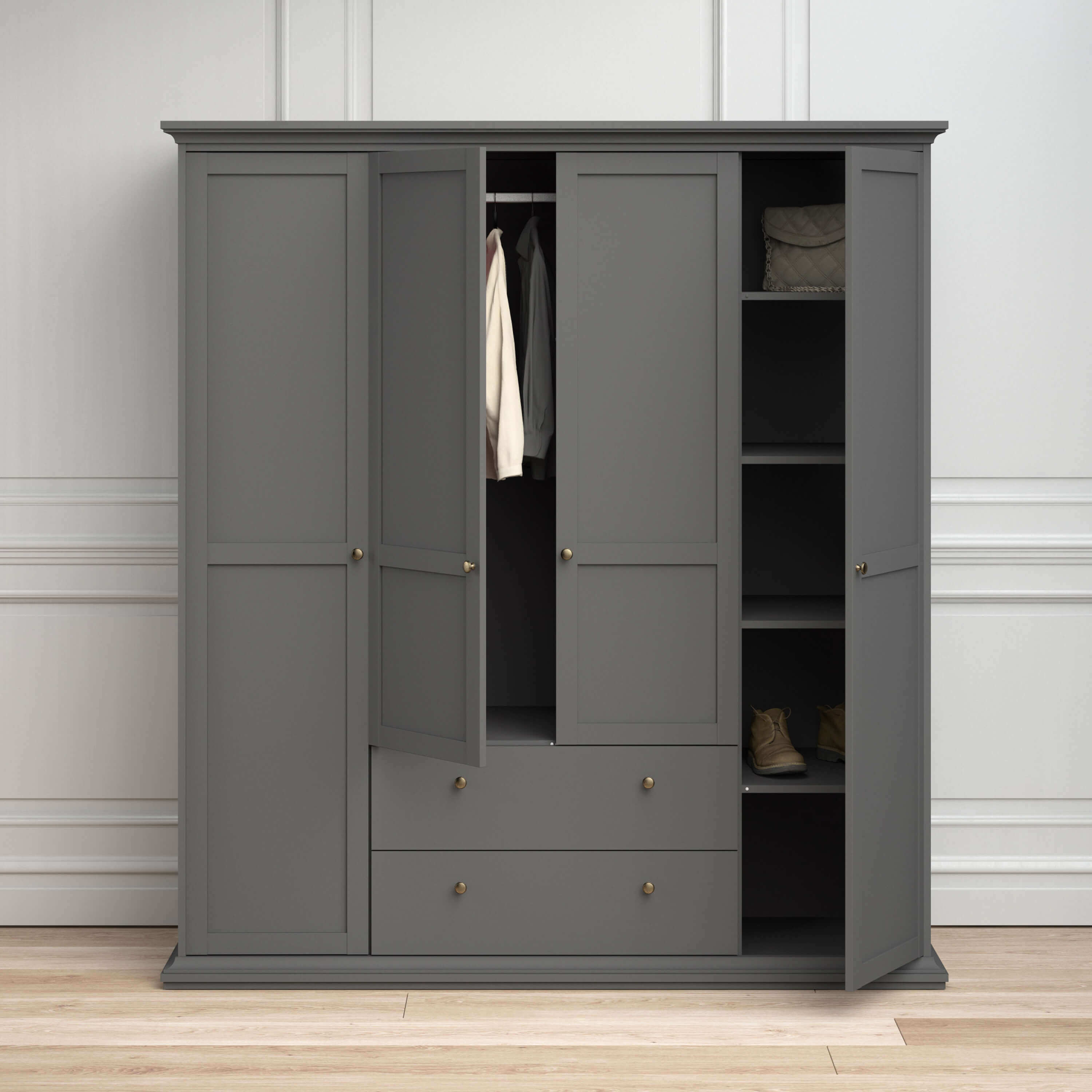 Paris matt grey double shop wardrobe