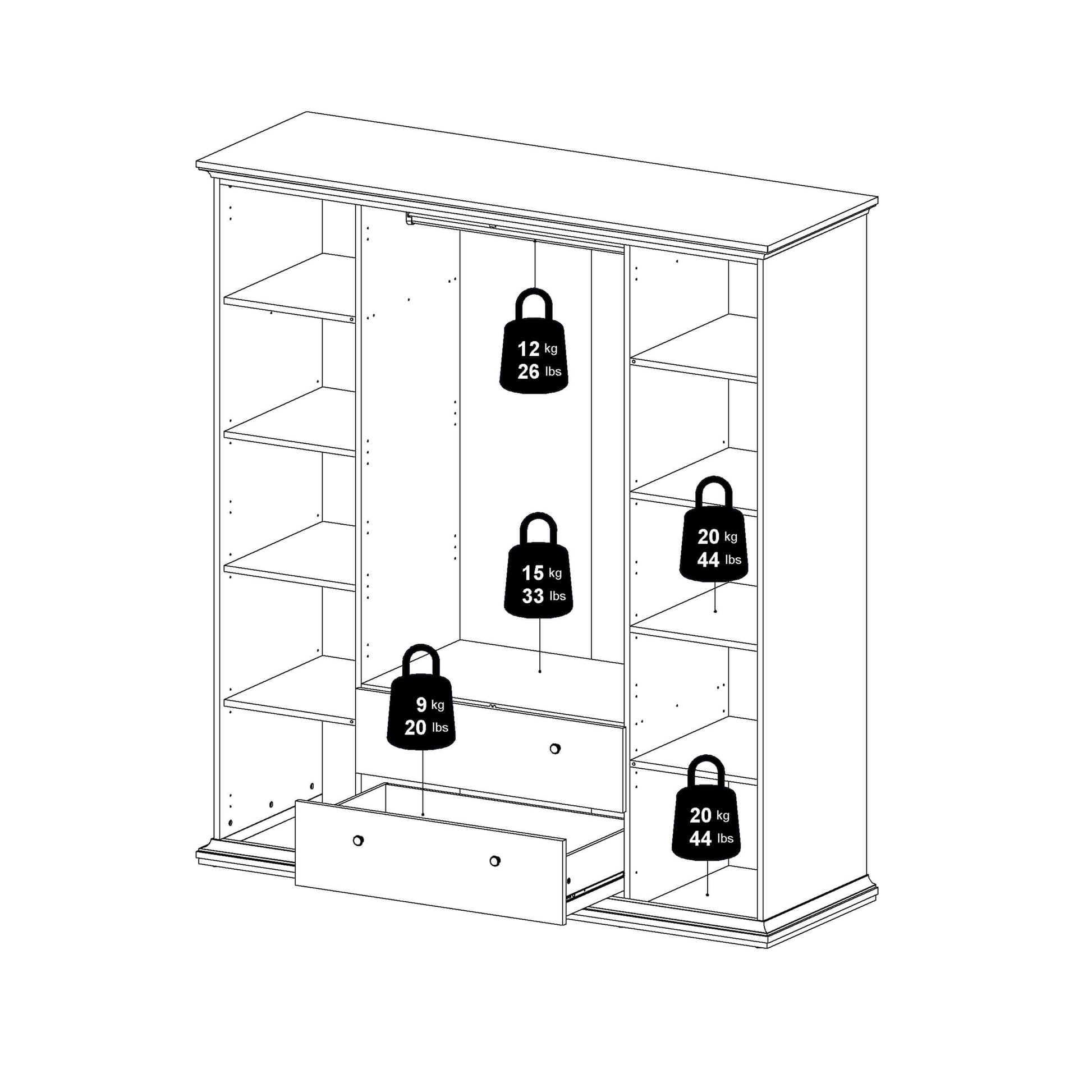 Paris Wardrobe with 4 Doors and 2 Drawers in Matt Grey - 4 door wardrobe with drawers ModelBedroom