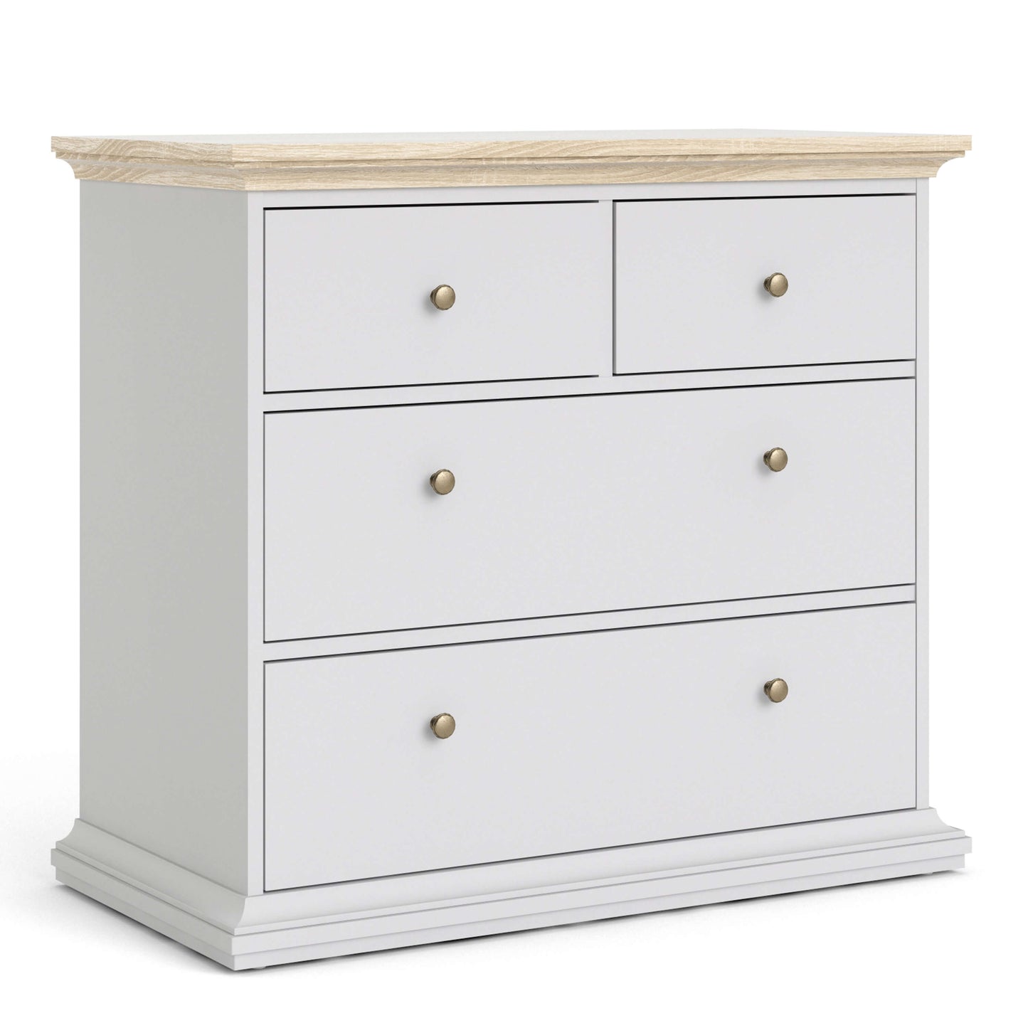 Paris Chest of 4 Drawers in White and Oak ModelBedroom