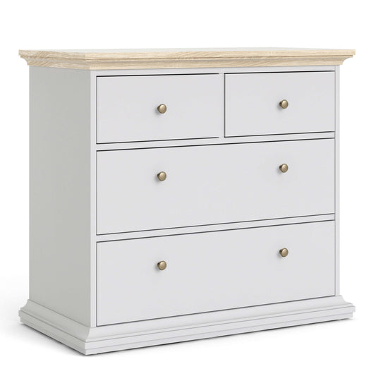 Paris Chest of 4 Drawers in White and Oak ModelBedroom