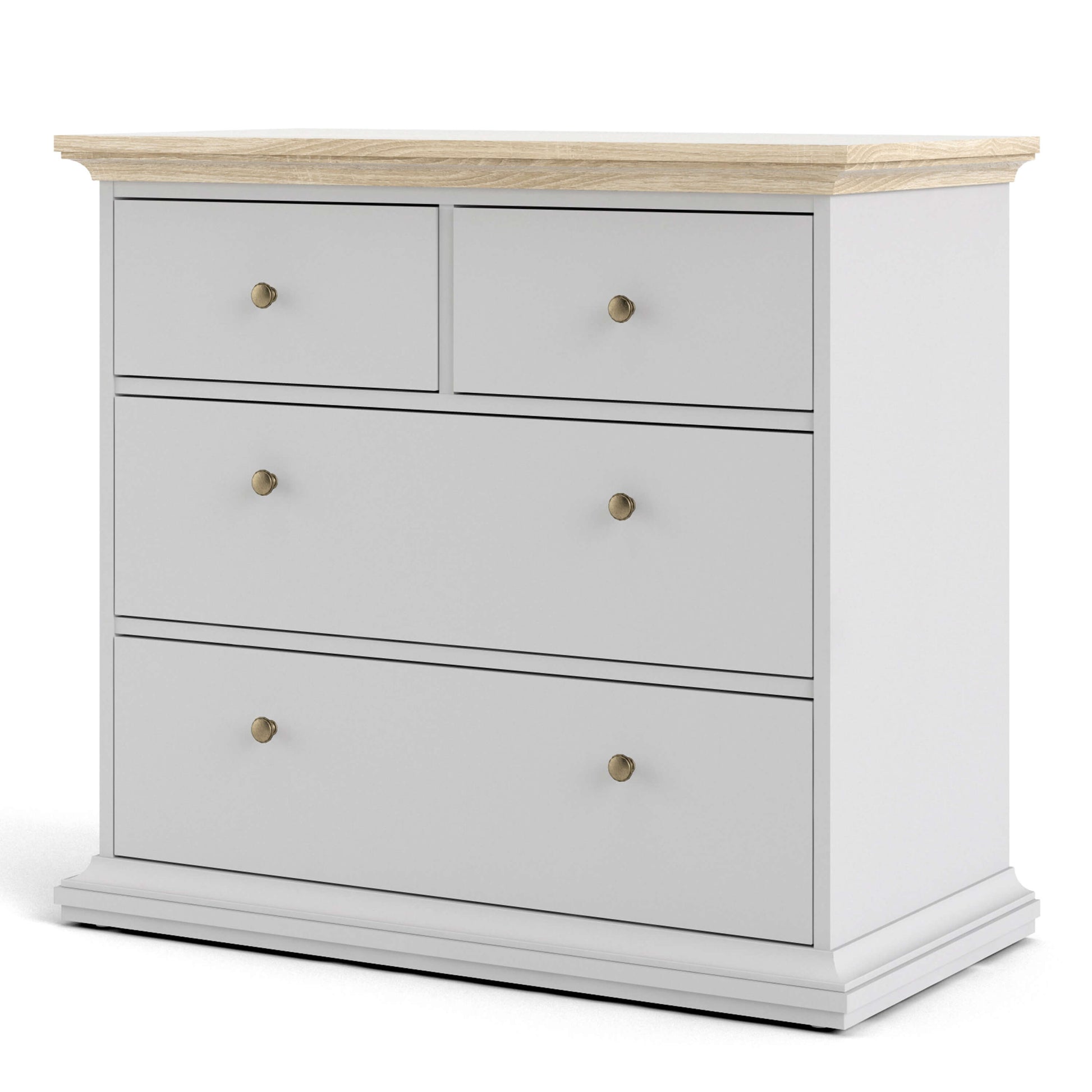 Paris Chest of 4 Drawers in White and Oak ModelBedroom