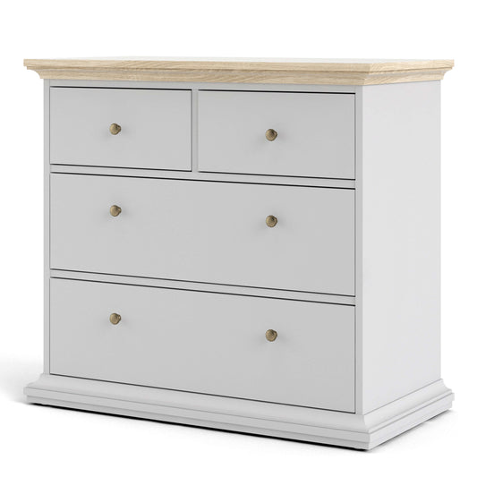 Paris Chest of 4 Drawers in White and Oak ModelBedroom