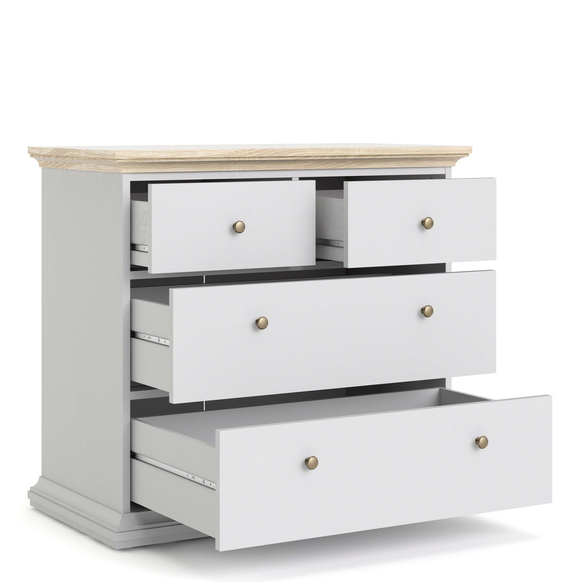 Paris Chest of 4 Drawers in White and Oak ModelBedroom