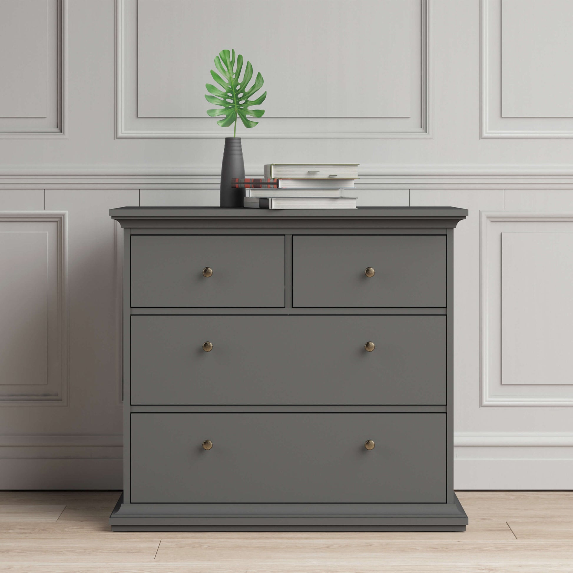 Paris Chest of 4 Drawers in Matt Grey ModelBedroom