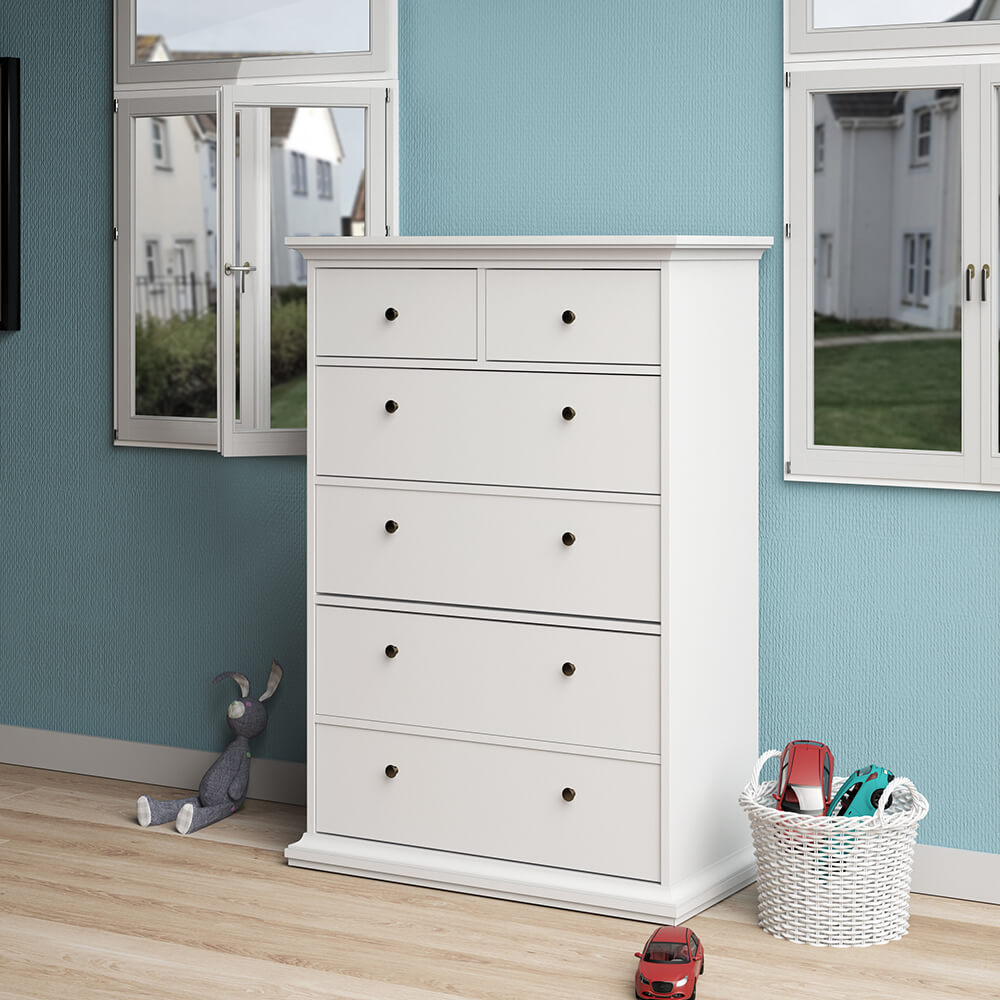 Paris Chest of 6 Drawers in White ModelBedroom