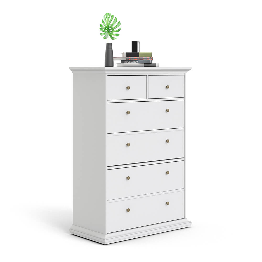 Paris Chest of 6 Drawers in White ModelBedroom