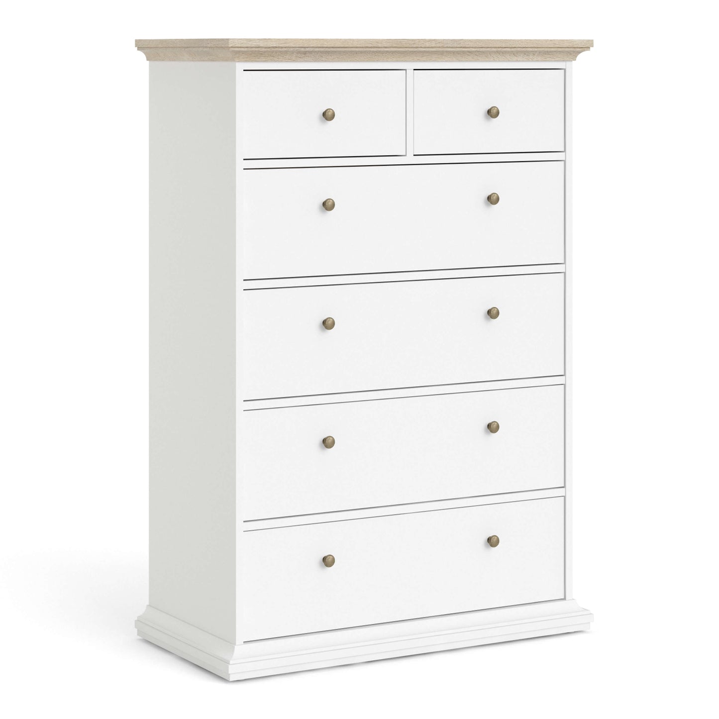 Paris Chest of 6 Drawers in White and Oak ModelBedroom