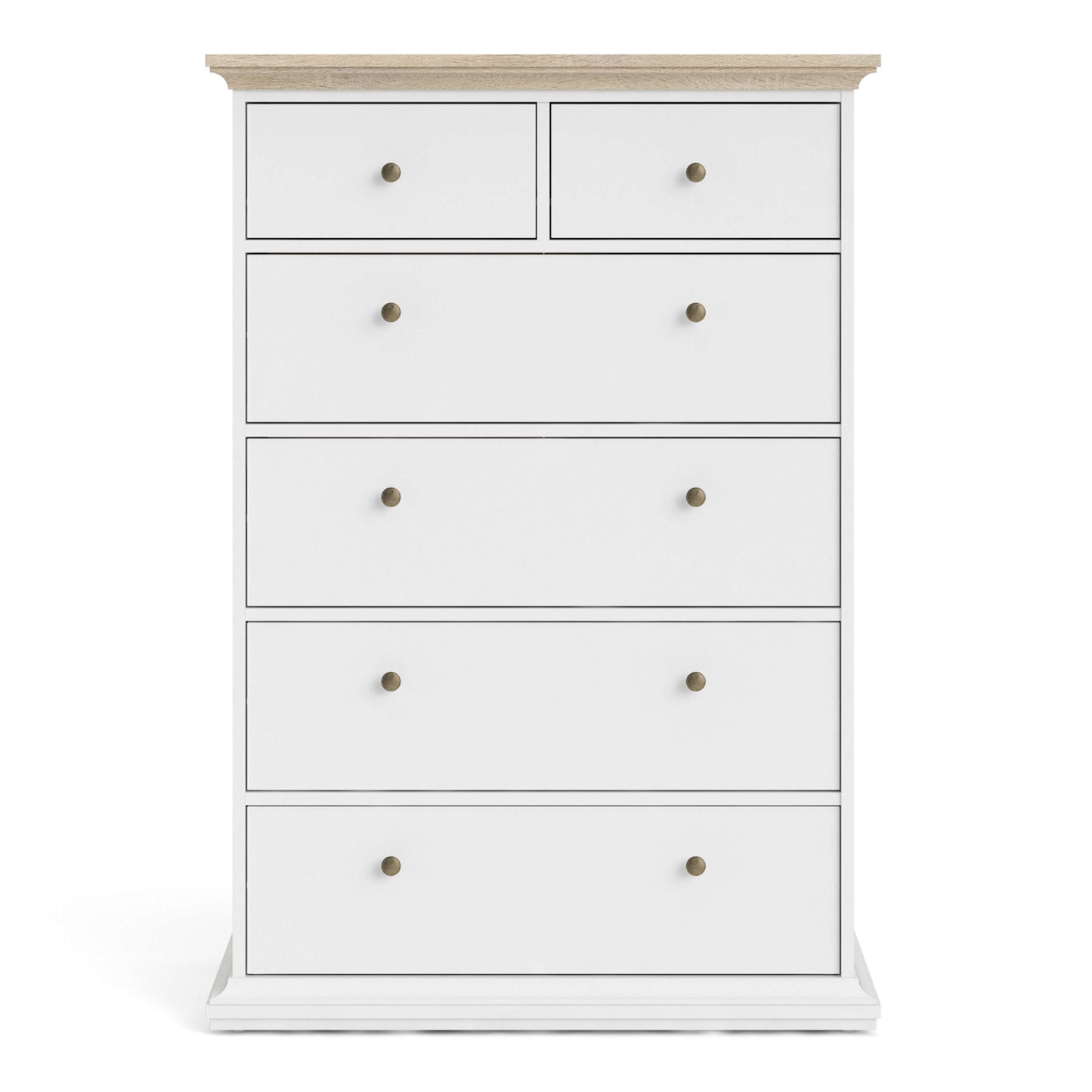 Paris Chest of 6 Drawers in White and Oak ModelBedroom