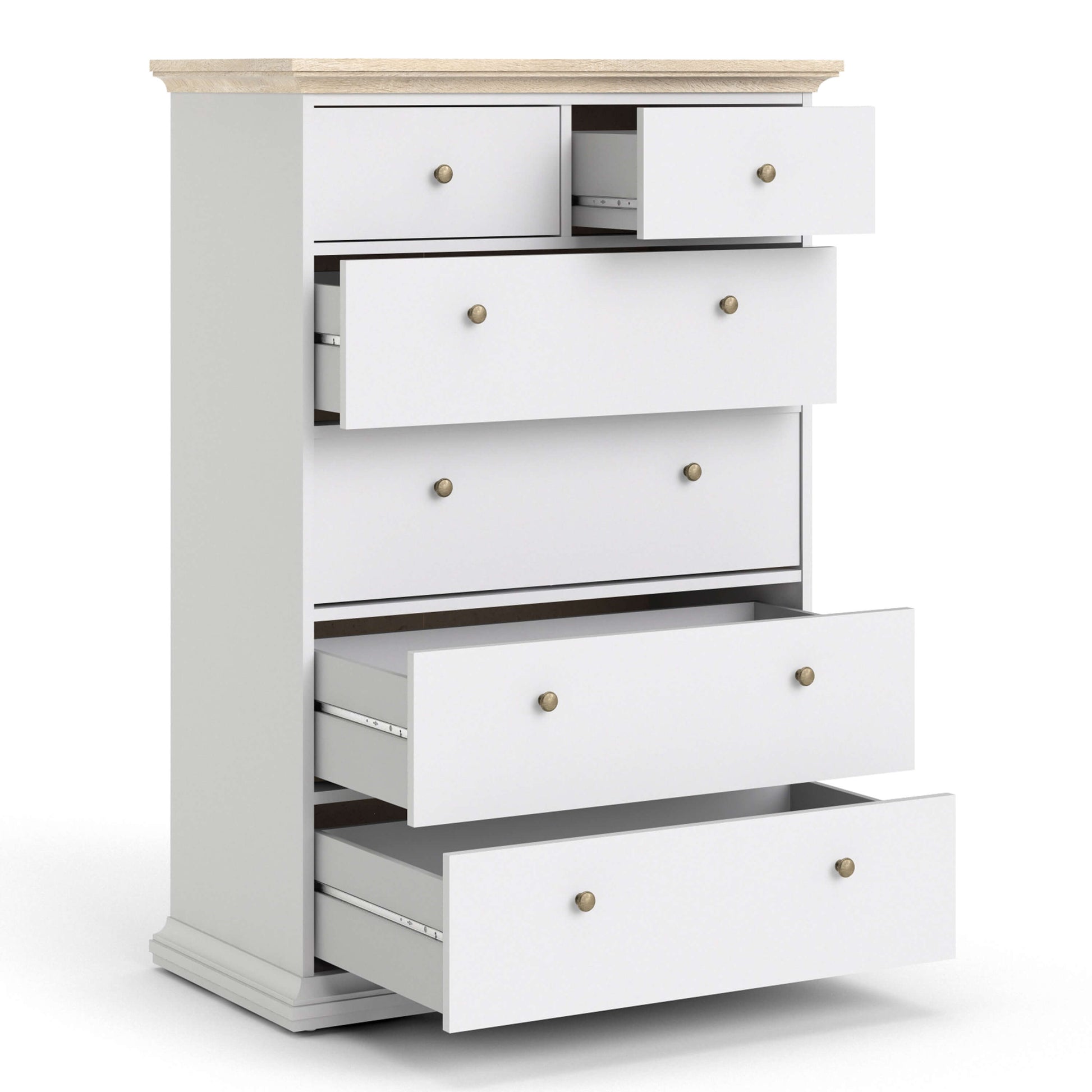 Paris Chest of 6 Drawers in White and Oak ModelBedroom