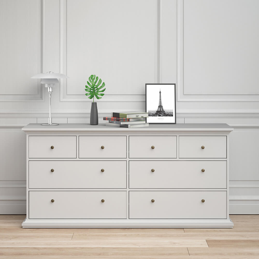 Paris Chest of 8 Drawers in White ModelBedroom