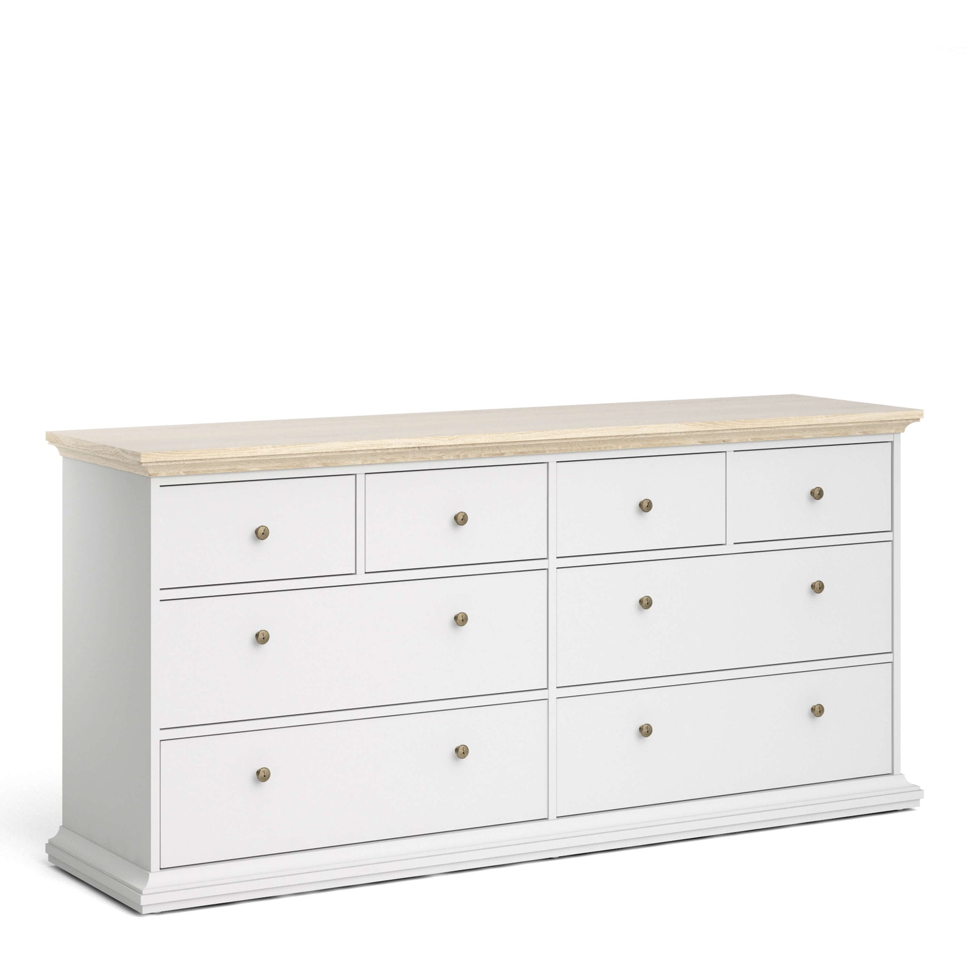 Paris Chest of 8 Drawers in White and Oak ModelBedroom