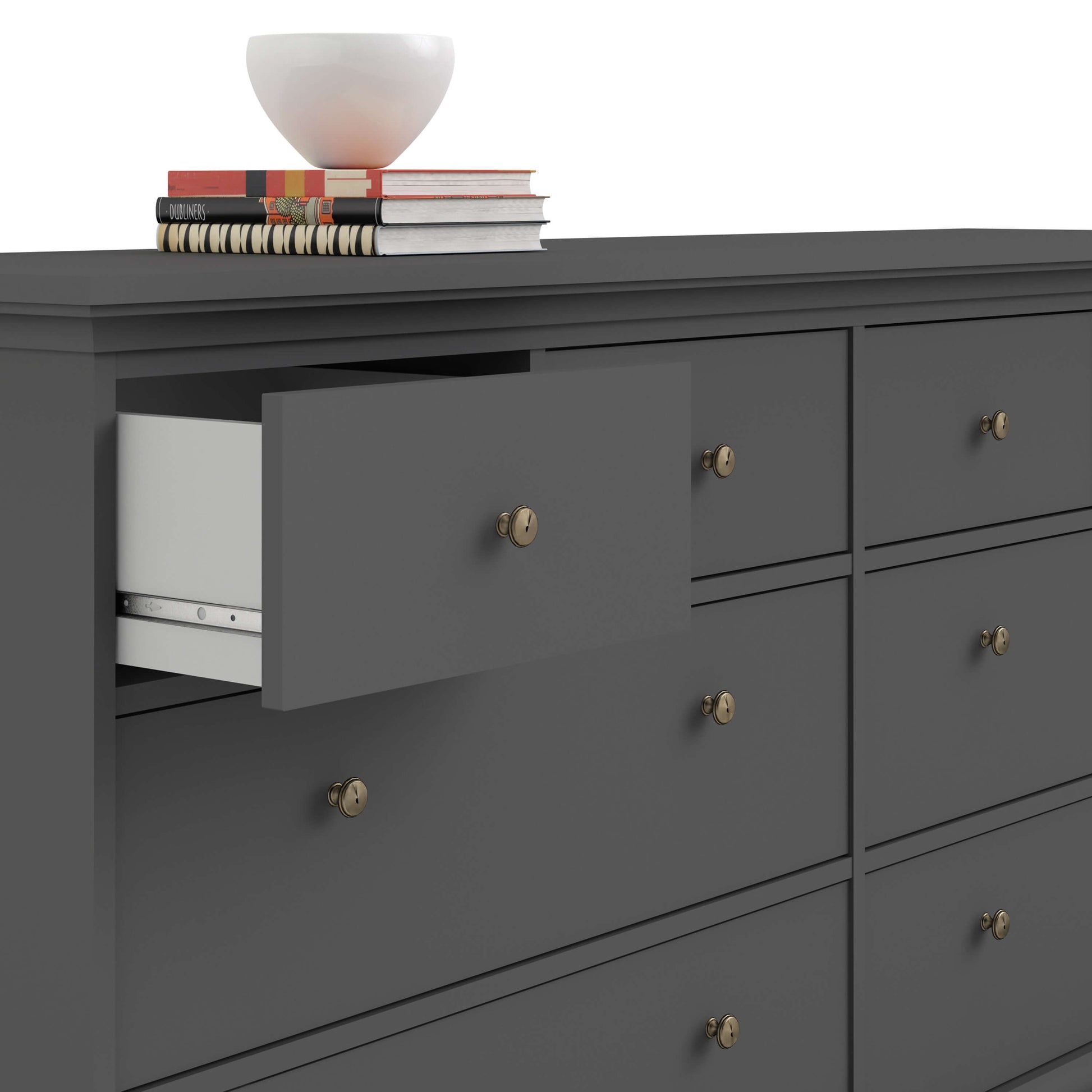 Paris Chest of 8 Drawers in Matt Grey - Wide Chest Of Drawers ModelBedroom Paris Chest of 8 Drawers in Matt Grey - Wide Chest Of Drawers ModelBedroom