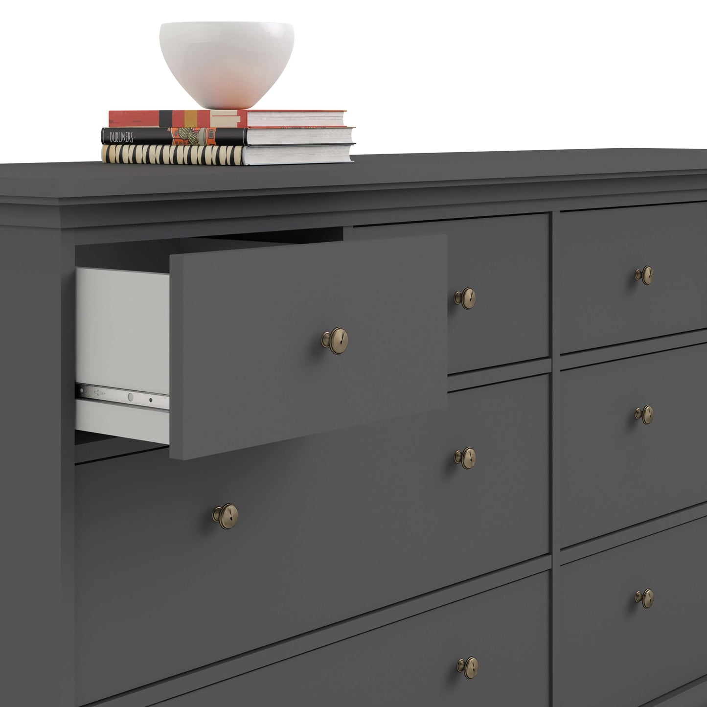 Paris Chest of 8 Drawers in Matt Grey ModelBedroom