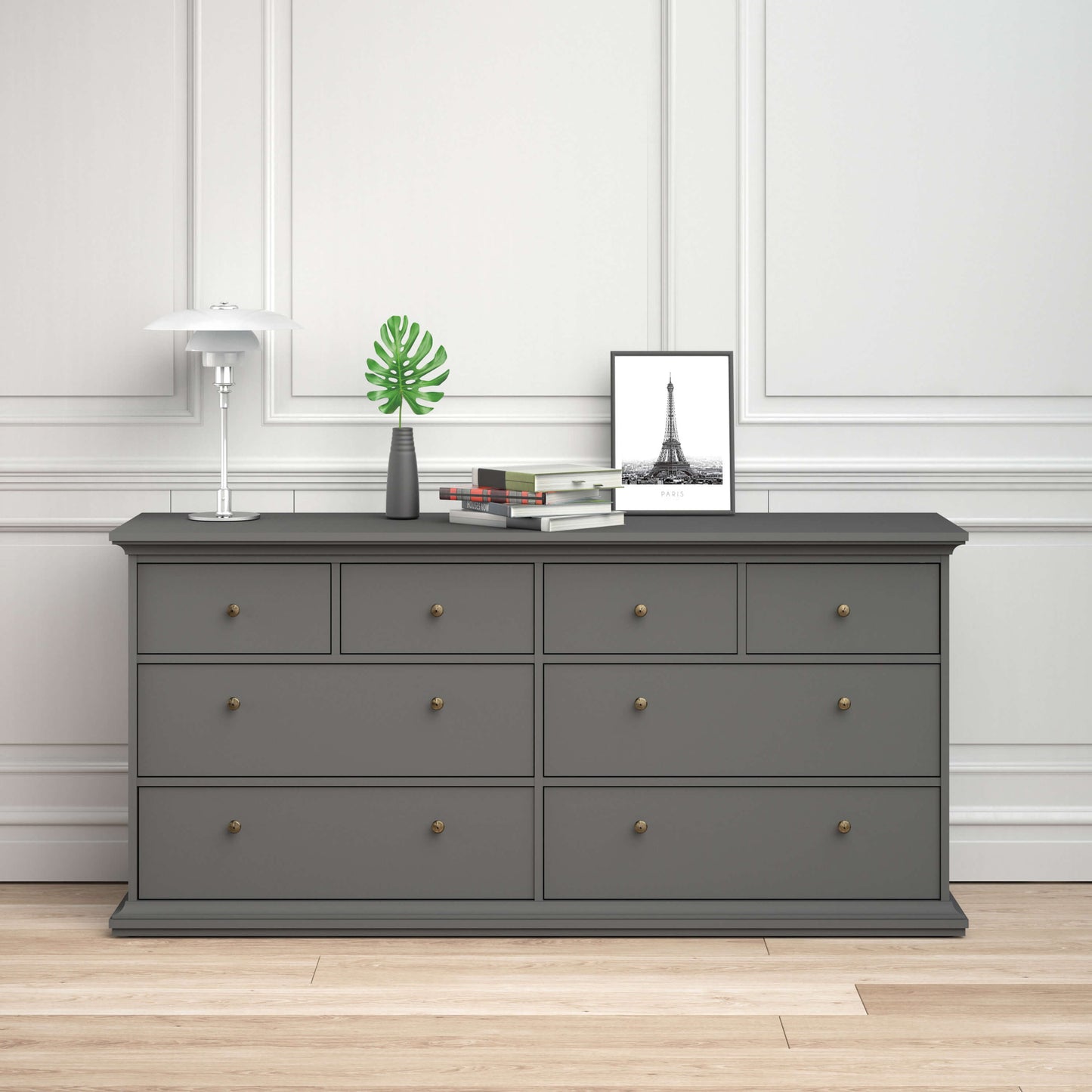 Paris Chest of 8 Drawers in Matt Grey ModelBedroom