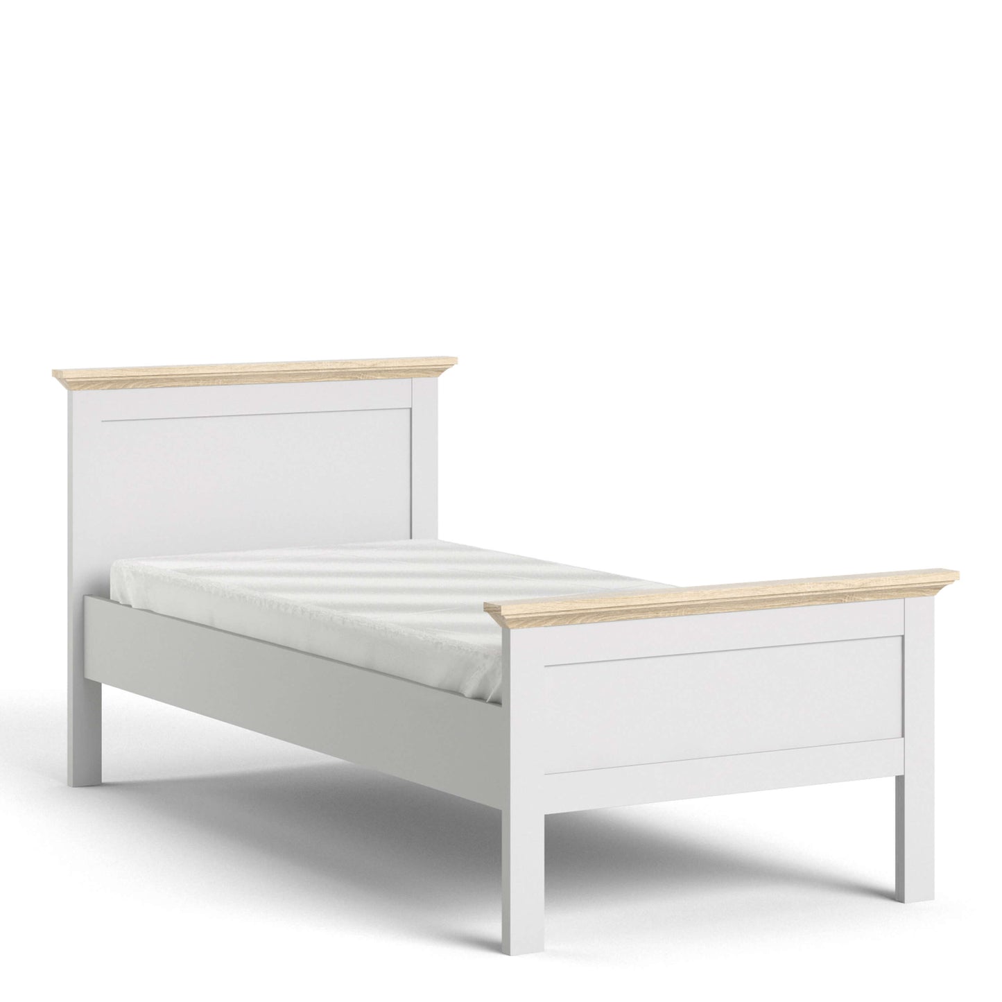 Paris Single Bed (90 x 200) in White and Oak ModelBedroom