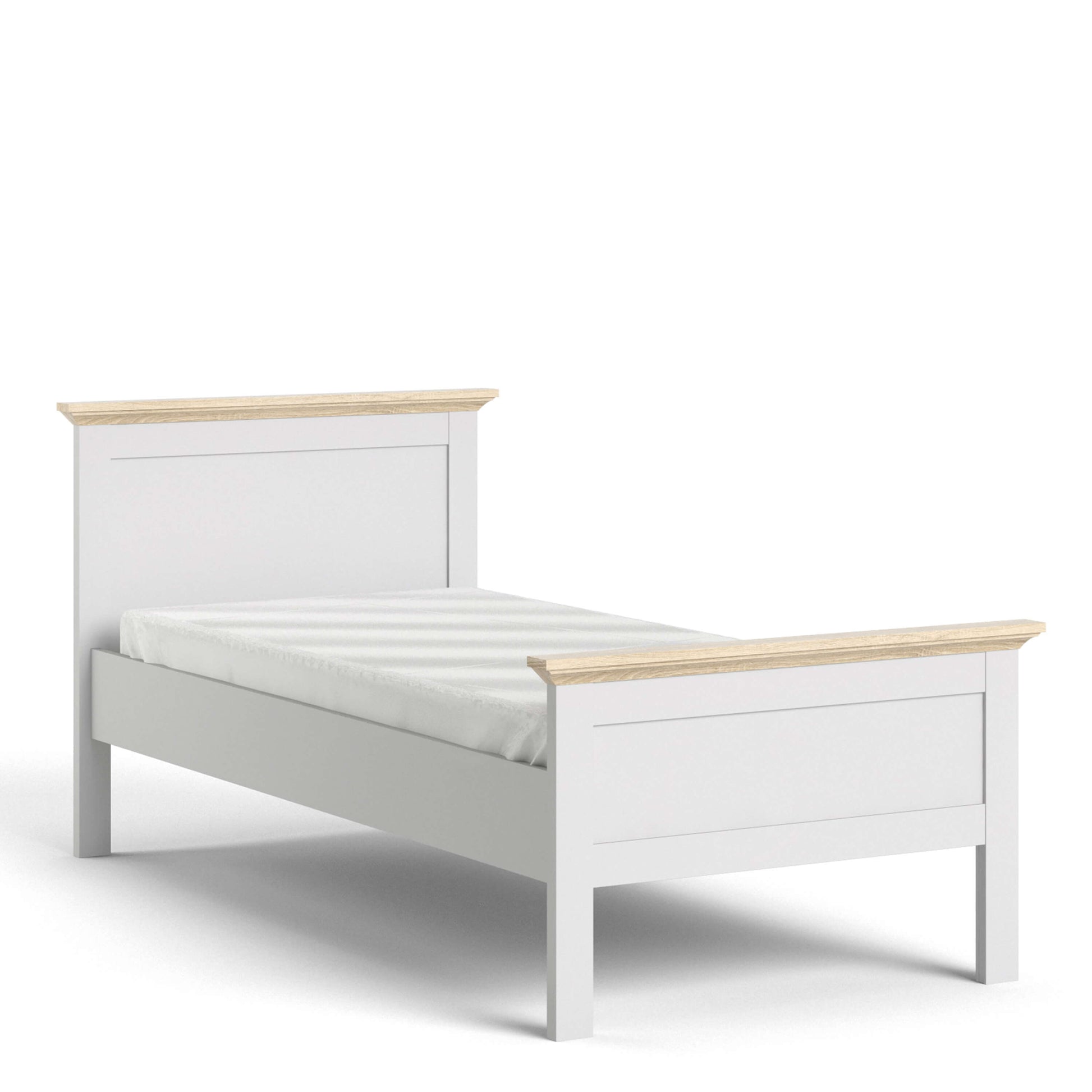Paris Single Bed (90 x 200) in White and Oak ModelBedroom