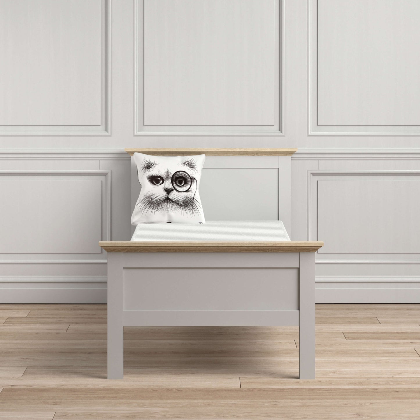 Paris Single Bed (90 x 200) in White and Oak ModelBedroom