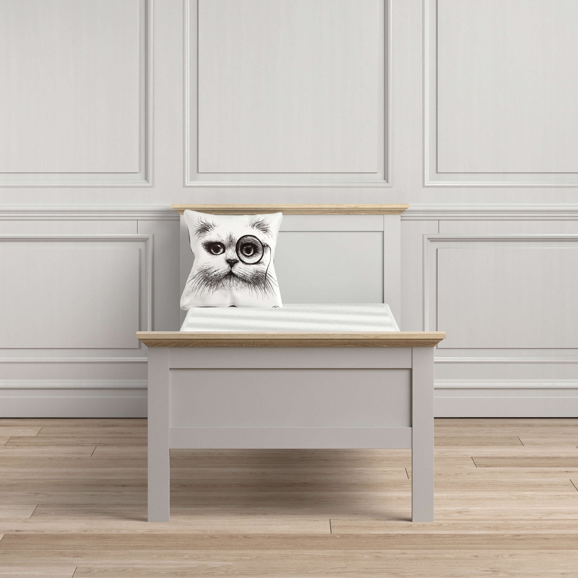 Paris Single Bed (90 x 200) in White and Oak ModelBedroom