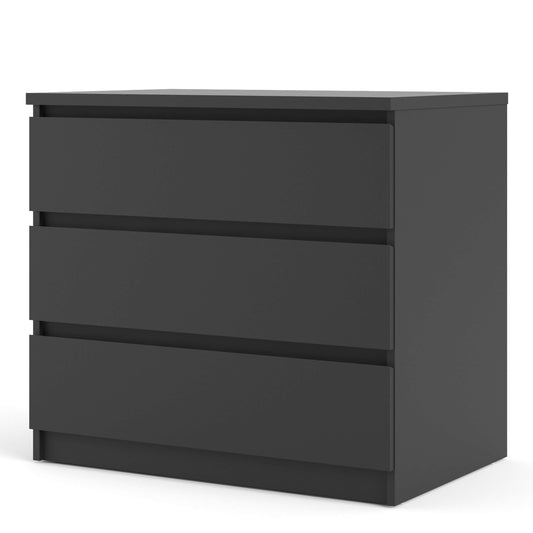 Naia Chest of 3 Drawers in Black Matt - 3 Drawer Chest Black Matt ModelBedroom