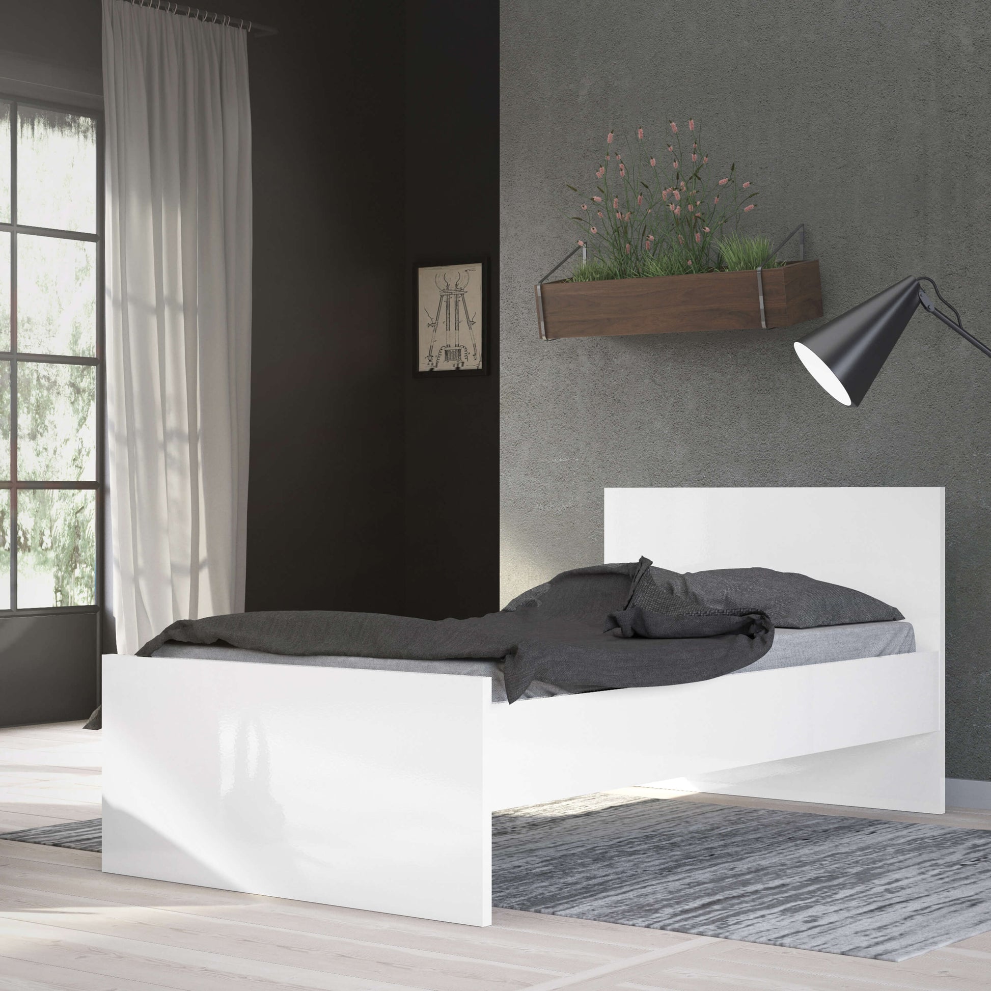 Naia Single Bed 3ft (90 x 190) in White High Gloss ModelBedroom