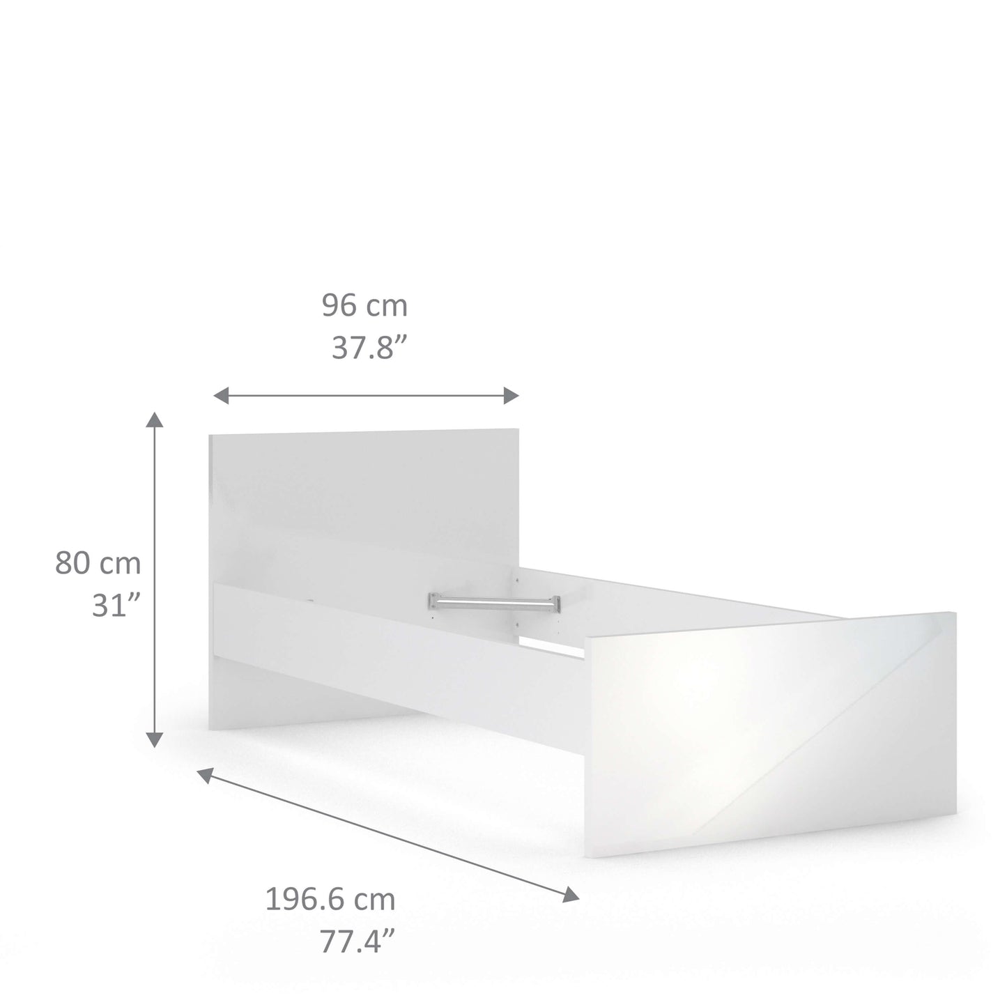 Naia Single Bed 3ft (90 x 190) in White High Gloss ModelBedroom