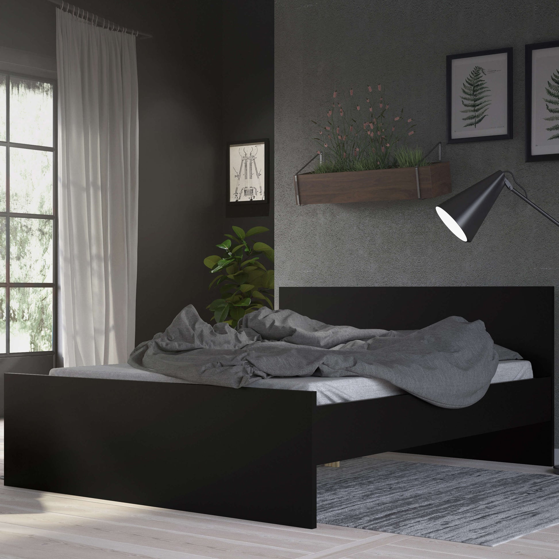 Naia Double Bed 4ft6 (140 x 190) in Black Matt ModelBedroom