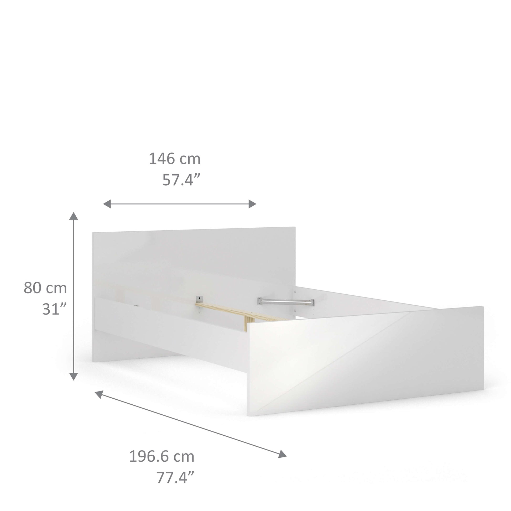 Naia Double Bed 4ft6 (140 x 190) in White High Gloss ModelBedroom