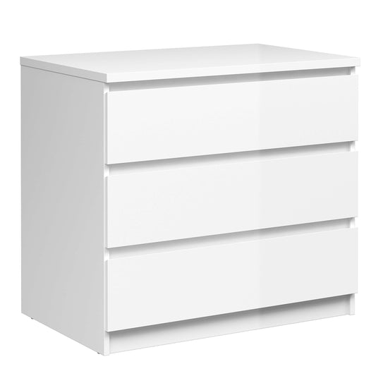 Naia Chest of 3 Drawers in White High Gloss - 3 Drawer Chest White ModelBedroom