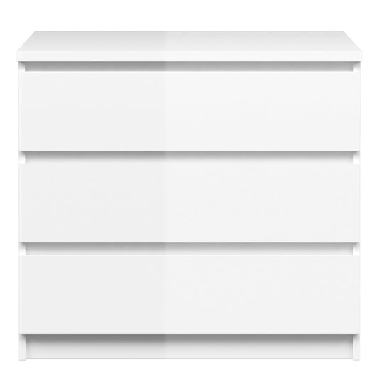 Naia Chest of 3 Drawers in White High Gloss - 3 Drawer Chest White ModelBedroom