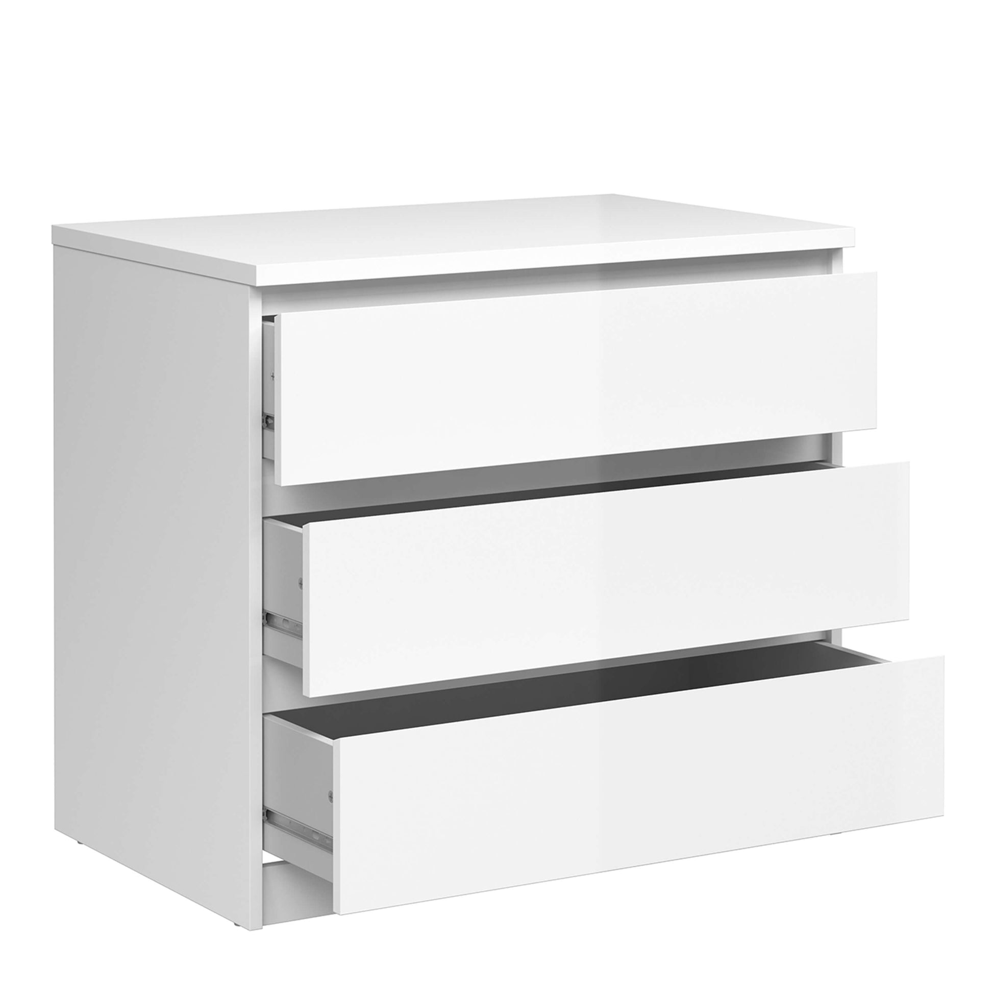 Naia Chest of 3 Drawers in White High Gloss - 3 Drawer Chest White ModelBedroom