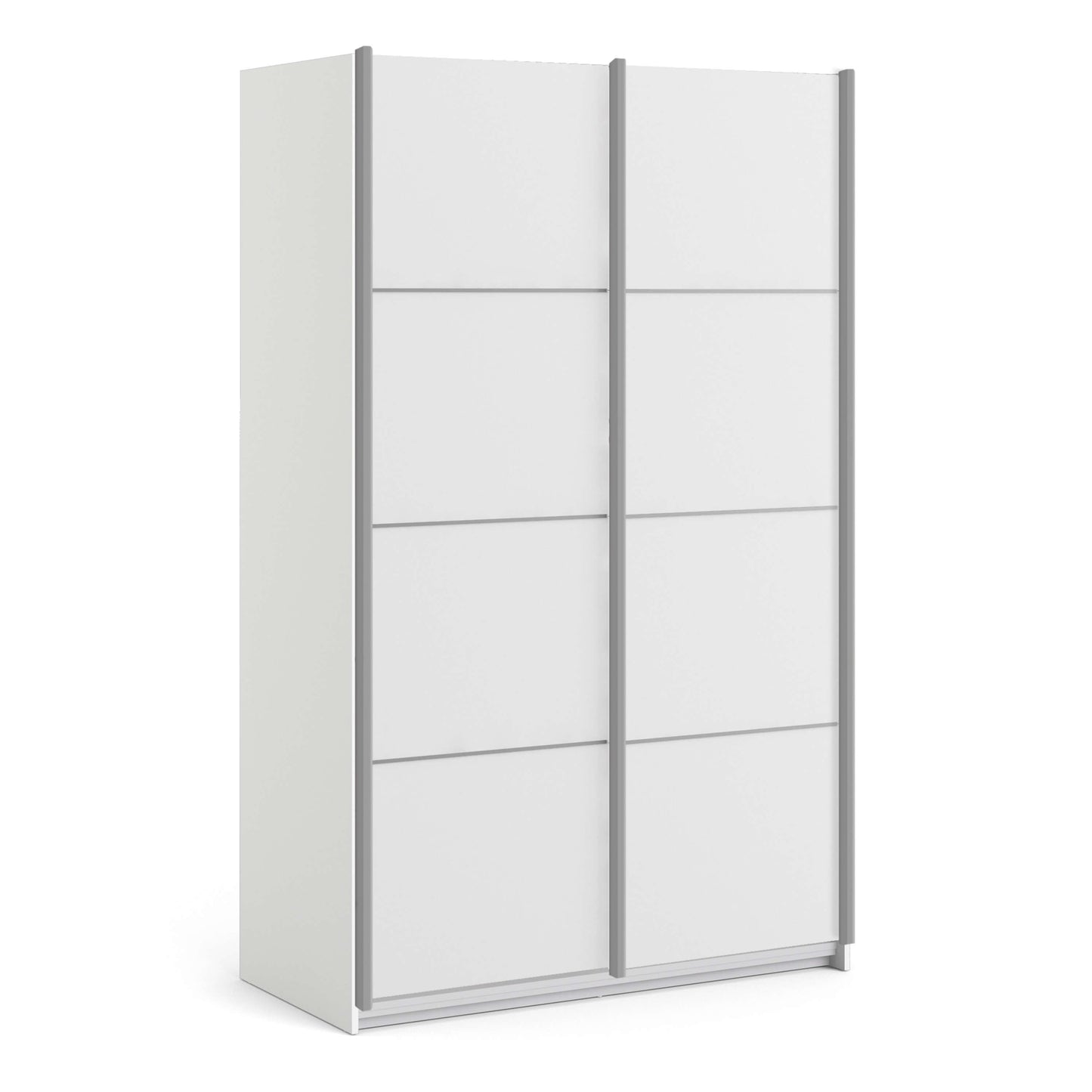 Verona Sliding Wardrobe 120cm in White with White Doors with 2 Shelves ModelBedroom