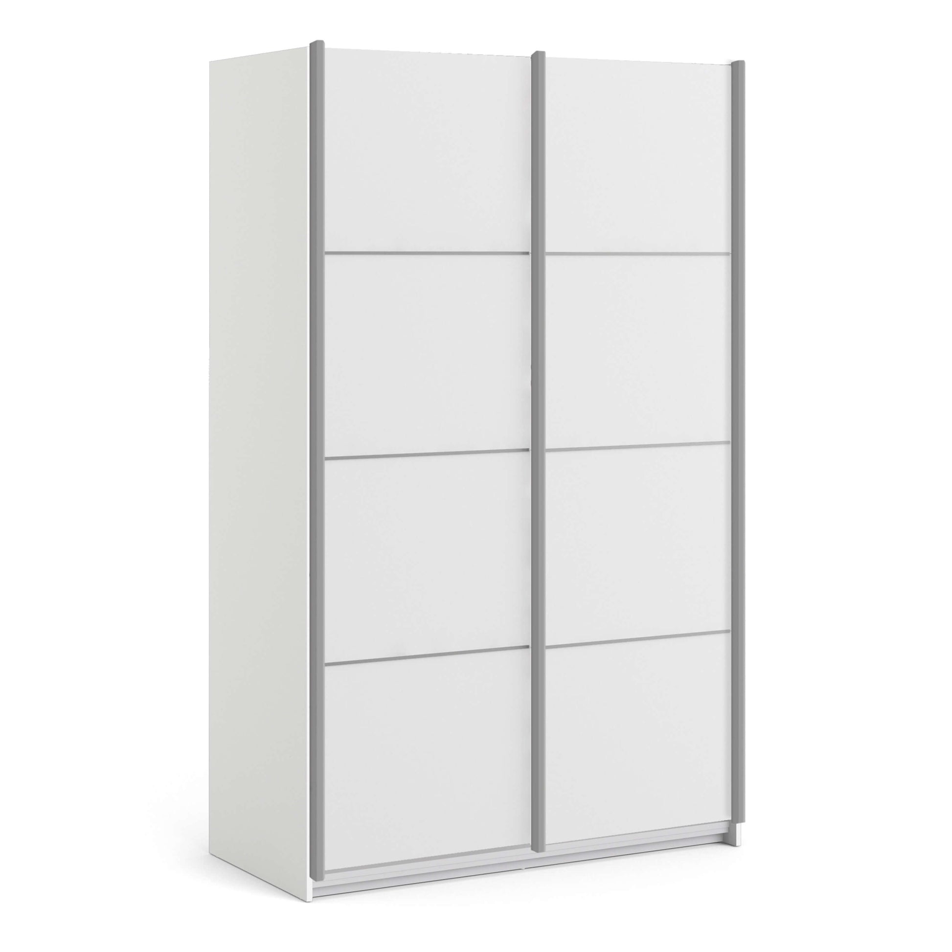 Verona Sliding Wardrobe 120cm in White with White Doors with 2 Shelves ModelBedroom