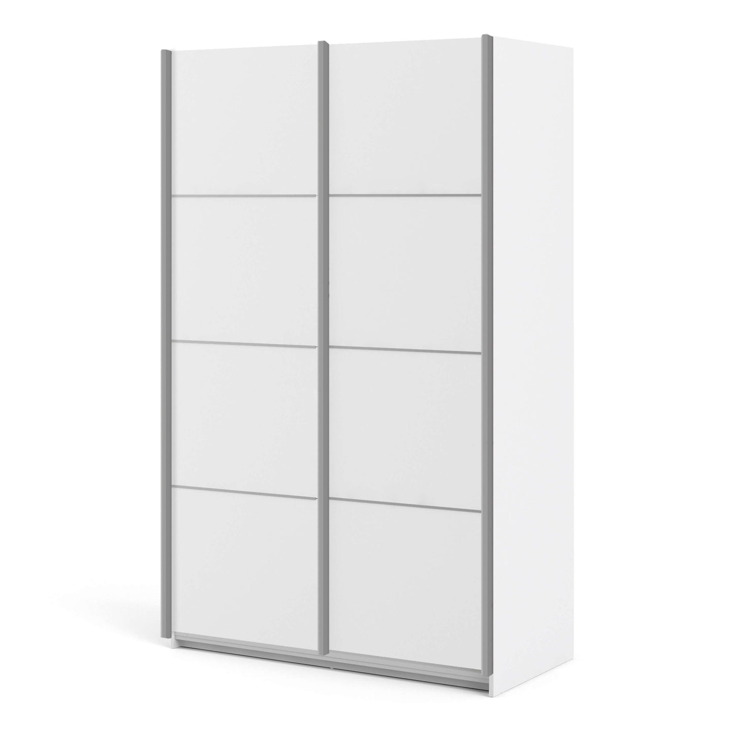 Verona Sliding Wardrobe 120cm in White with White Doors with 2 Shelves ModelBedroom