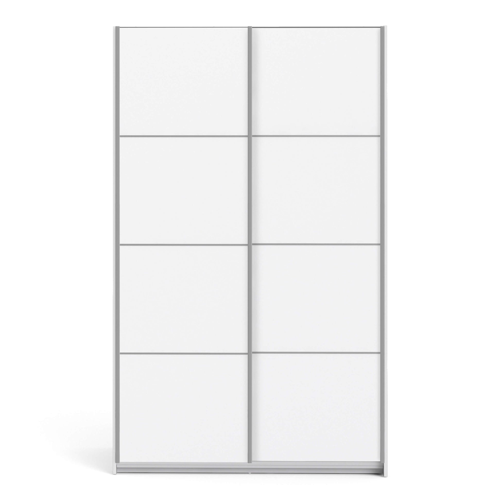 Verona Sliding Wardrobe 120cm in White with White Doors with 2 Shelves ModelBedroom