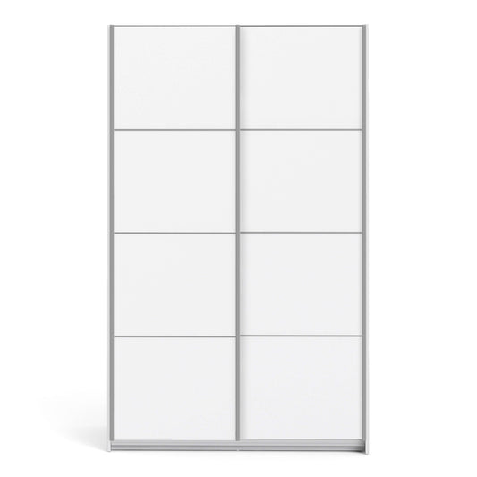 Verona Sliding Wardrobe 120cm in White with White Doors with 2 Shelves ModelBedroom