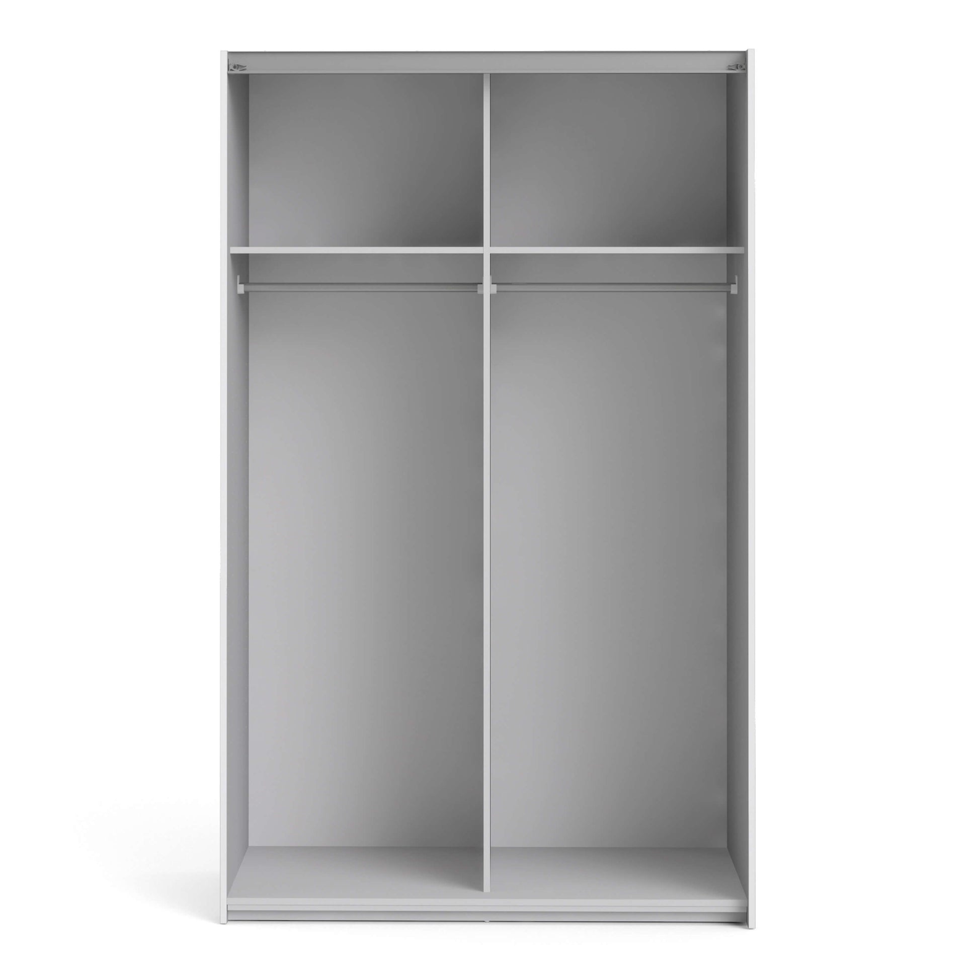 Verona Sliding Wardrobe 120cm in White with White Doors with 2 Shelves ModelBedroom