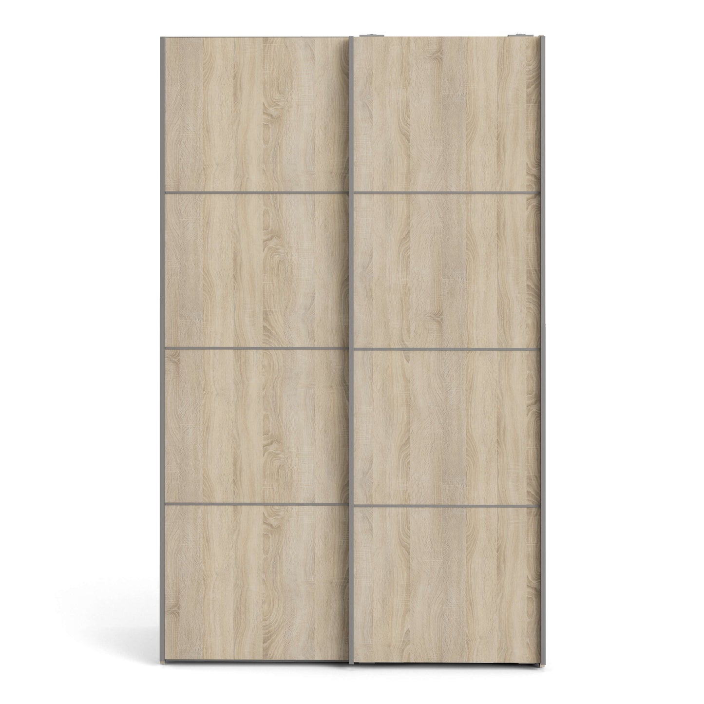 Verona Sliding Wardrobe 120cm in White with Oak Doors with 2 Shelves ModelBedroom