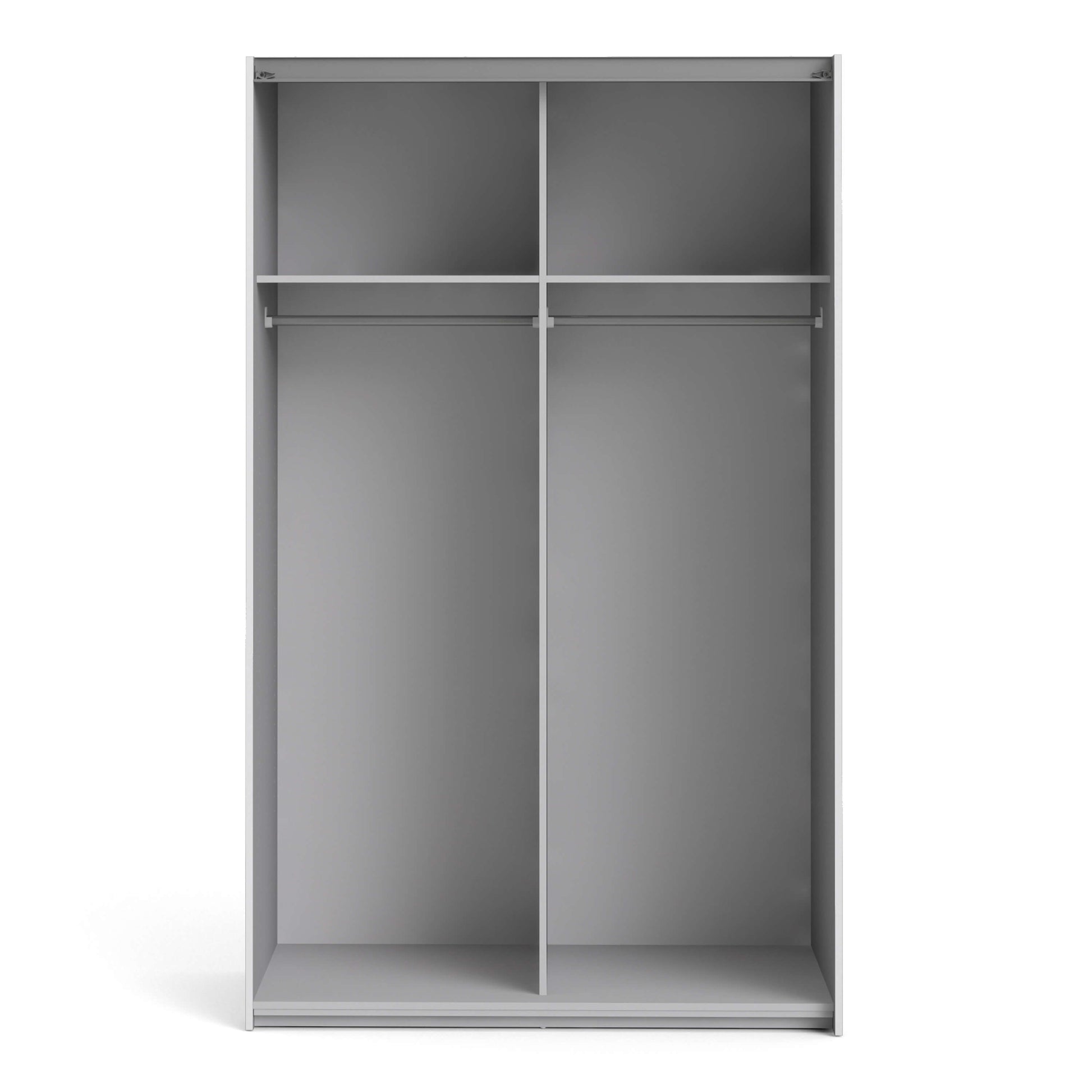 Verona Sliding Wardrobe 120cm in White with Oak Doors with 2 Shelves ModelBedroom