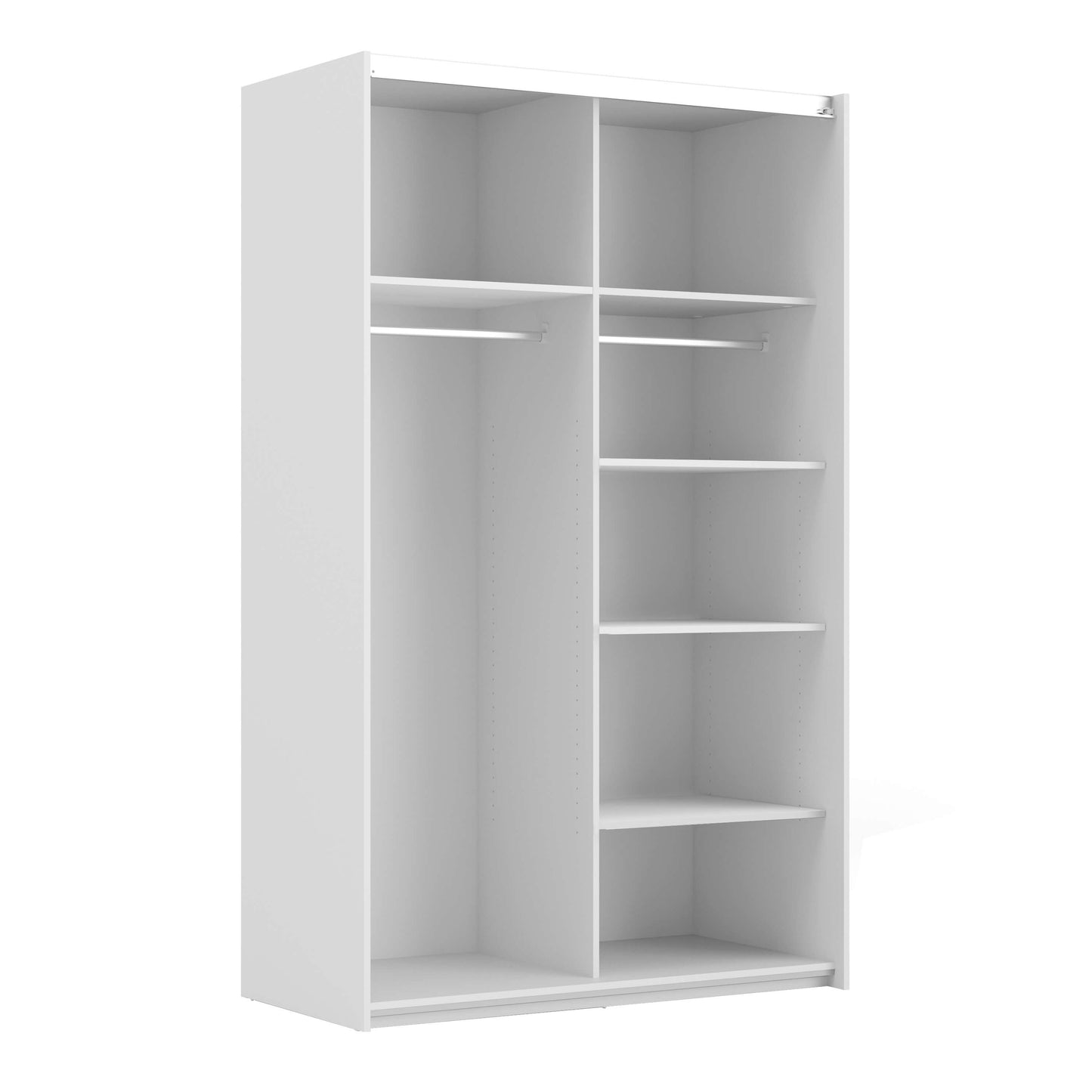 Verona Sliding Wardrobe 120cm in White with White Doors with 5 Shelves ModelBedroom