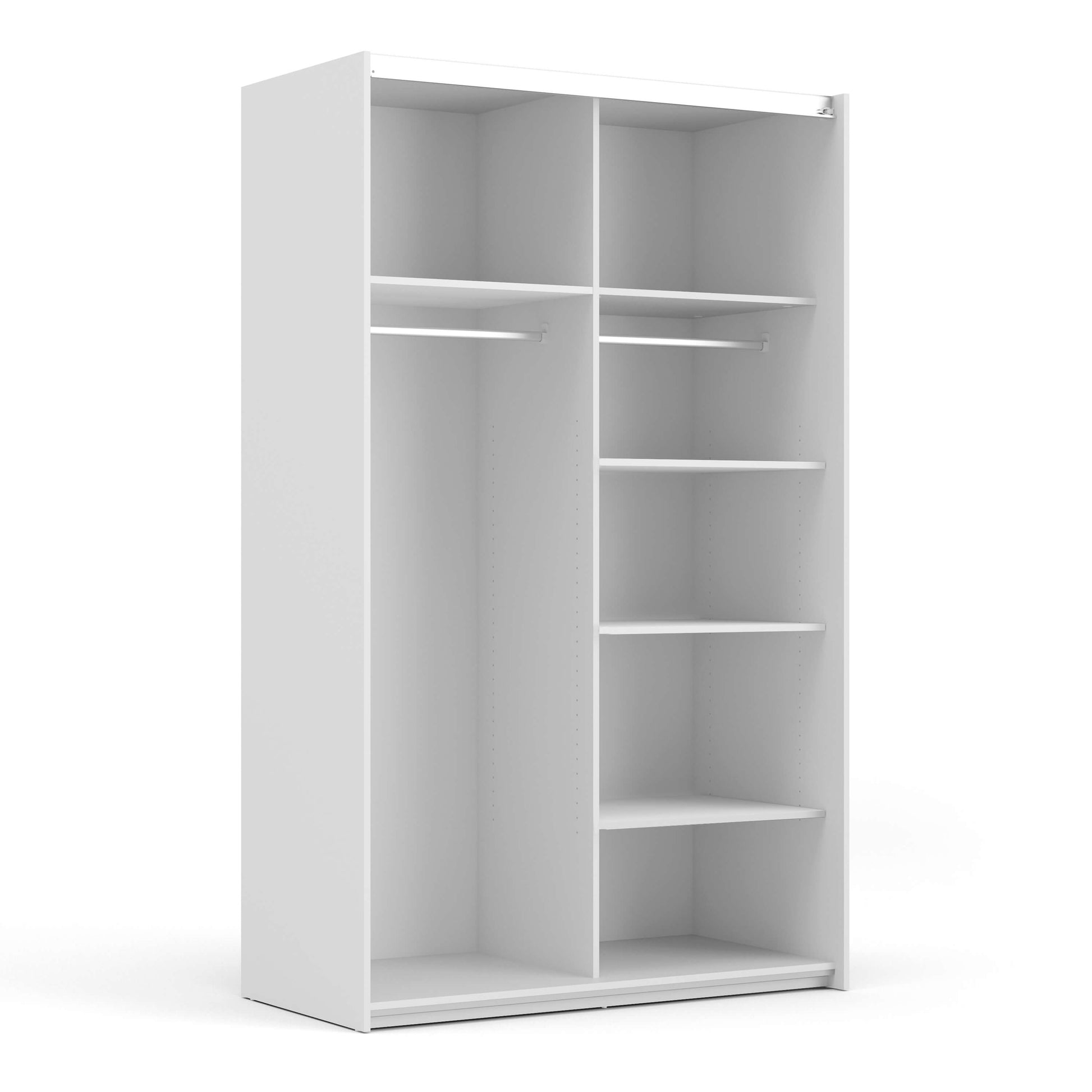 Verona Sliding Wardrobe 120cm in White with Oak Doors with 5 Shelves ModelBedroom