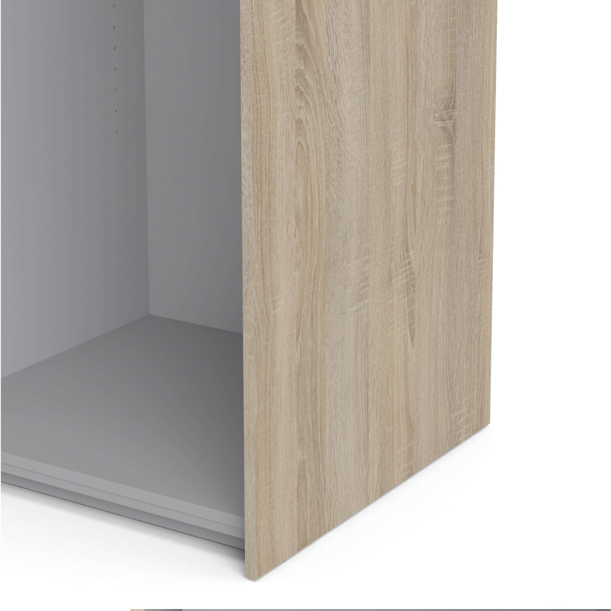 Verona Sliding Wardrobe 120cm in Oak with White Doors with 2 Shelves ModelBedroom