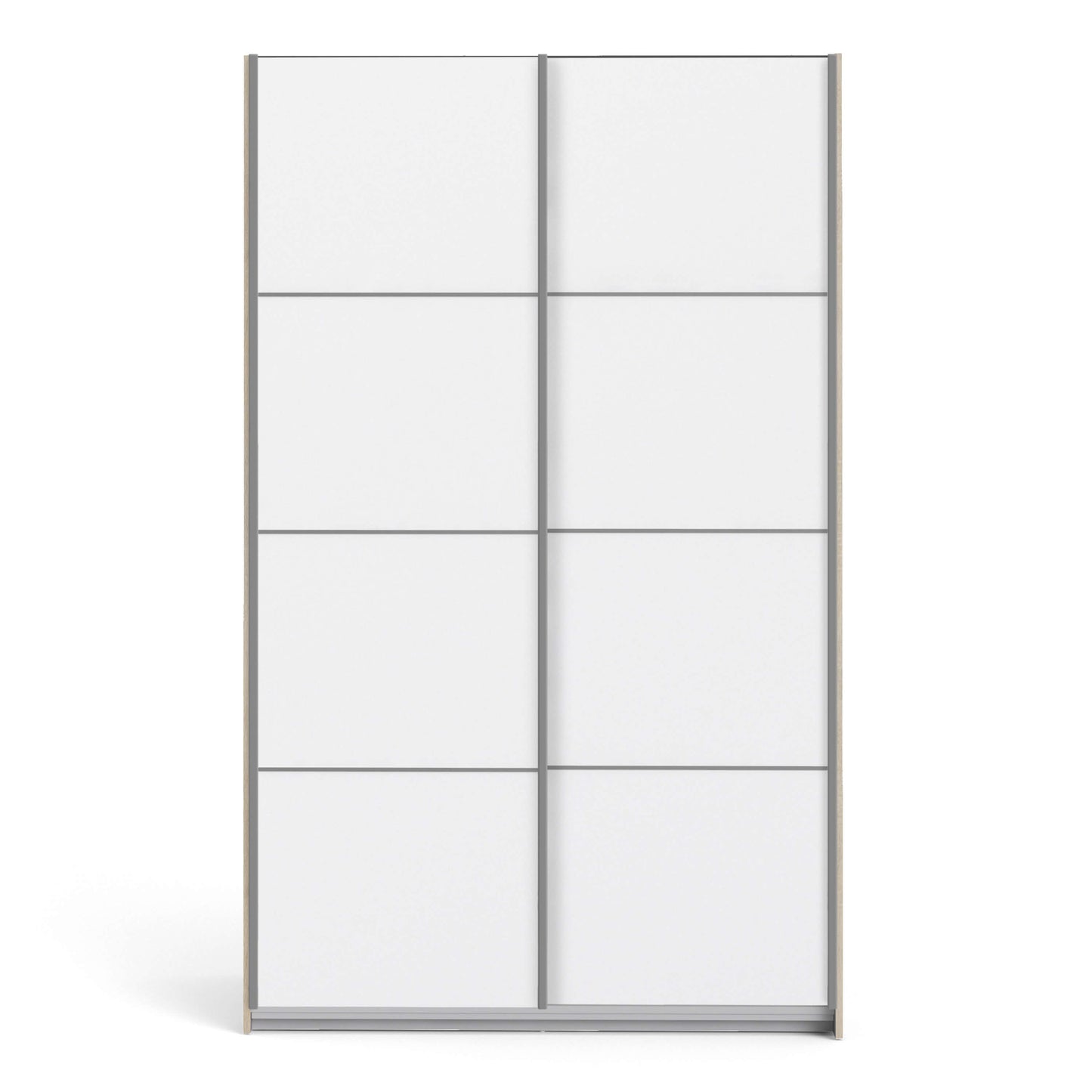 Verona Sliding Wardrobe 120cm in Oak with White Doors with 2 Shelves ModelBedroom