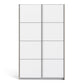 Verona Sliding Wardrobe 120cm in Oak with White Doors with 5 Shelves ModelBedroom