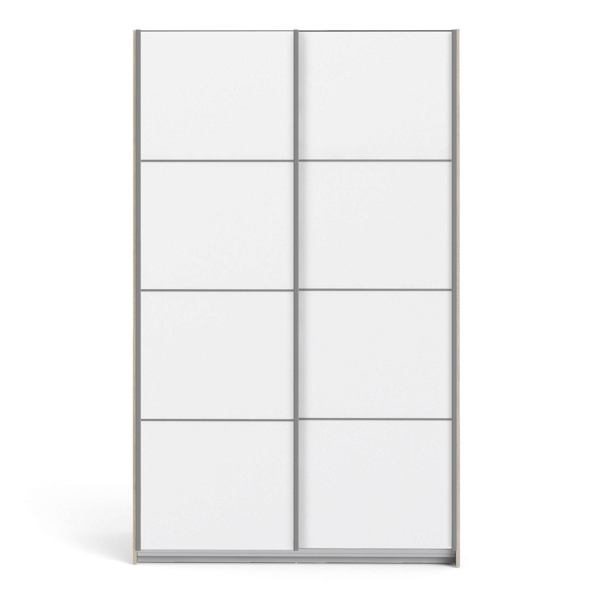 Verona Sliding Wardrobe 120cm in Oak with White Doors with 5 Shelves ModelBedroom