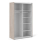 Verona Sliding Wardrobe 120cm in Truffle Oak with White Doors with 5 Shelves ModelBedroom