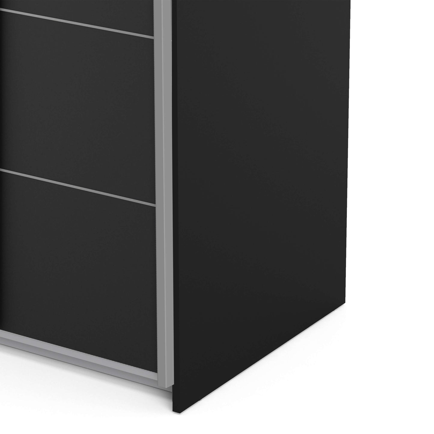 Verona Sliding Wardrobe 120cm in Black Matt with Black Matt Doors with 2 Shelves ModelBedroom