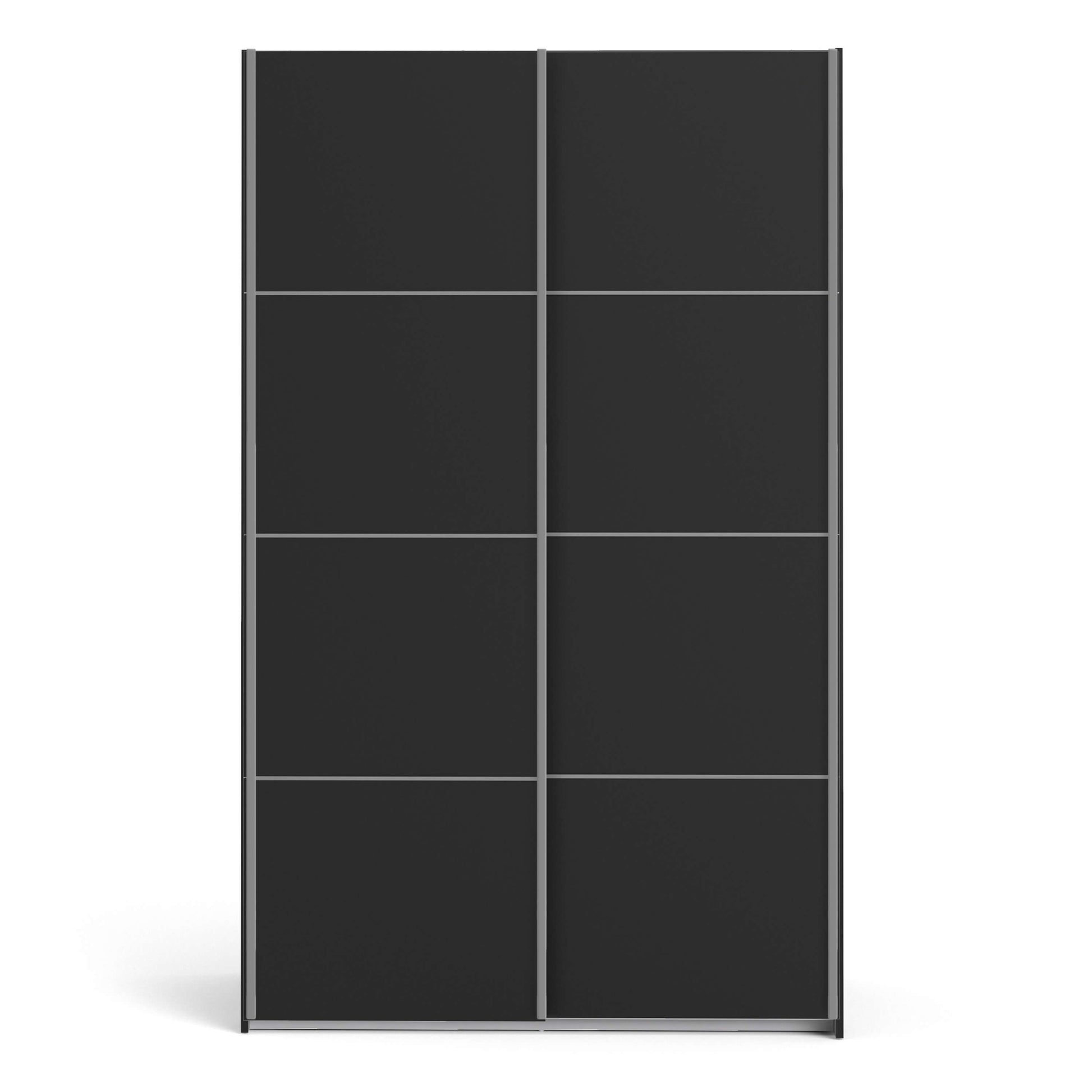 Verona Sliding Wardrobe 120cm in Black Matt with Black Matt Doors with 2 Shelves ModelBedroom