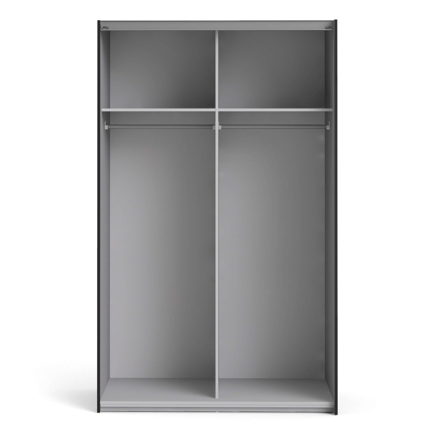 Verona Sliding Wardrobe 120cm in Black Matt with Black Matt Doors with 2 Shelves ModelBedroom